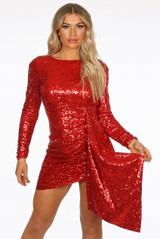 Sequin Open Back Ruched Dress - 4 Colours