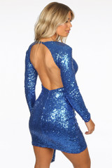 Sequin Open Back Ruched Dress - 4 Colours