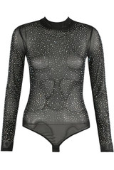 Black Crystal Mesh Bodysuit 