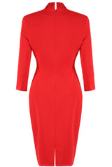 Pleated Flaps Collar Midi Dress