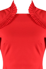 Pleated Flaps Collar Midi Dress