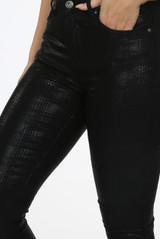 Shimmer Overlay Textured Jeans