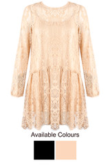 Floral Lace Overlay Swing Dress