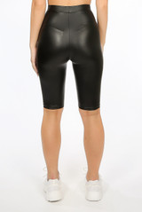 Black Wet Look Biker Shorts