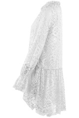 Lace Overlay Ruffle Waist Shift Dress