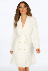 Frill Hem Longline Double Breasted Dress 