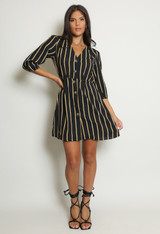 Stripes Button Up Skater Dress