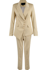 Pinstripe Asymmetric Blazer & Trouser Suit - 3 Colours