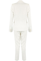 Pinstripe Asymmetric Blazer & Trouser Suit - 3 Colours