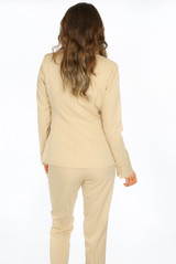 Pinstripe Asymmetric Blazer & Trouser Suit - 3 Colours