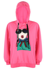Face & Bow Trim Hoodie
