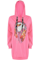 Eagle & Spikes Trim Hooded Dress