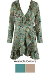 Animal Print Wrap Over Dress