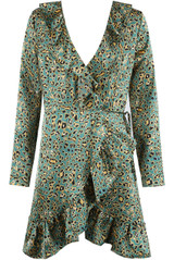Animal Print Wrap Over Dress