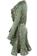 Animal Print Wrap Over Dress