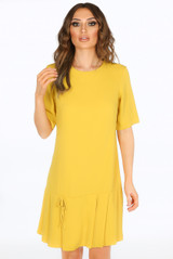 Pleated Hem Short Sleeves Dress