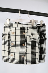 Tweed Check Pattern Mini Skirt
