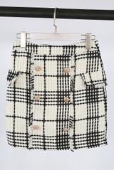 Tweed Check Pattern Mini Skirt