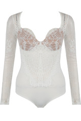 Lace Mesh Trim Padded Bodysuits