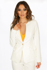 Collarless Single Button Blazer