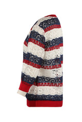 Sheer Top In Striped Lace 