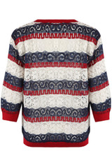 Sheer Top In Striped Lace 