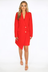 Asymmetric Double Button Blazer Dress 