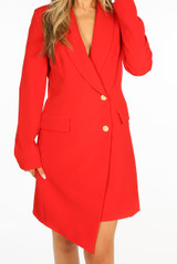 Asymmetric Double Button Blazer Dress 