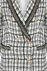 Boucle Tweed Double Breasted Longline Blazer