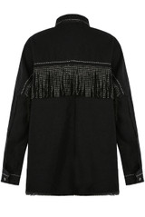 Black Denim Jacket With Diamante Fringe