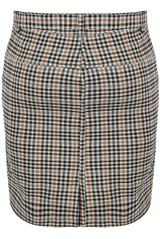 Brown Check Belted Mini Skirt