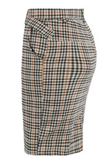 Brown Check Belted Mini Skirt