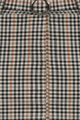 Brown Check Belted Mini Skirt