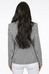 Monochrome Dogtooth Check Double Breasted Blazer