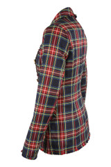 Tartan Fringe Trim Double Breasted Blazer