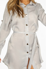 Satin Tie Up Shirt Dress - 4 Colours