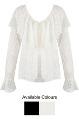Lace Frill Trim Overlay Tops - 2 Colours