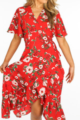 Floral Wrap Midi Dress - 2 Colours