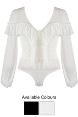 Mesh Frill Trim Bodysuit