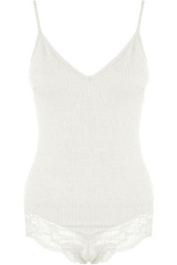 Lace Hem Ribbed Bodysuit