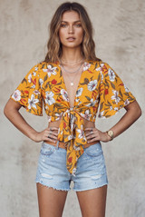 Floral Tie Up Crop Top