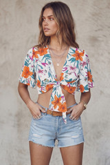 Floral Tie Up Crop Top