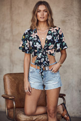 Floral Tie Up Crop Top
