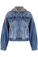 Denim Hooded Button Up Jacket