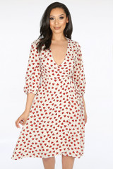 Hearts Print Wrap Dress - 2 Colours