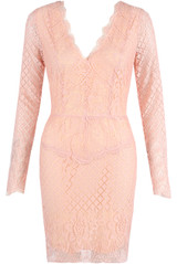 Scallop Lace Overlay Lined Bodycon Dress - 3 Colours