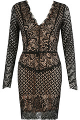 Scallop Lace Overlay Lined Bodycon Dress - 3 Colours