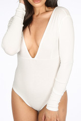 Plunge Neck Long Sleeves Bodysuit - 4 Colours