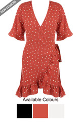 Heart Print Wrap Dress - 3 Colours