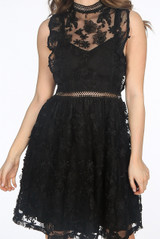 Floral Lace Overlay Skater Dress - 3 Colours